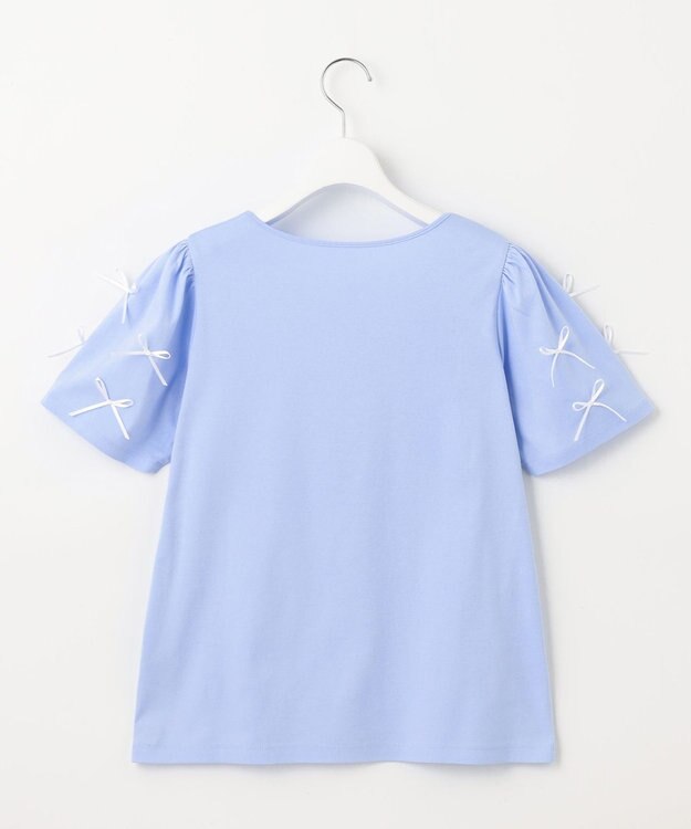 Feroux 【UVケア】ランダムリボンスリーブ Tシャツ スカイブルー系