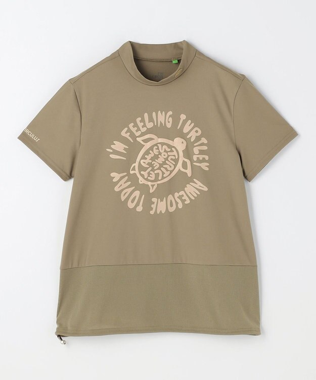 PW CIRCULUS 【WOMEN】SEA TURTLE メッシュコンビモックネックT ゴルフウェア レディース カーキ系