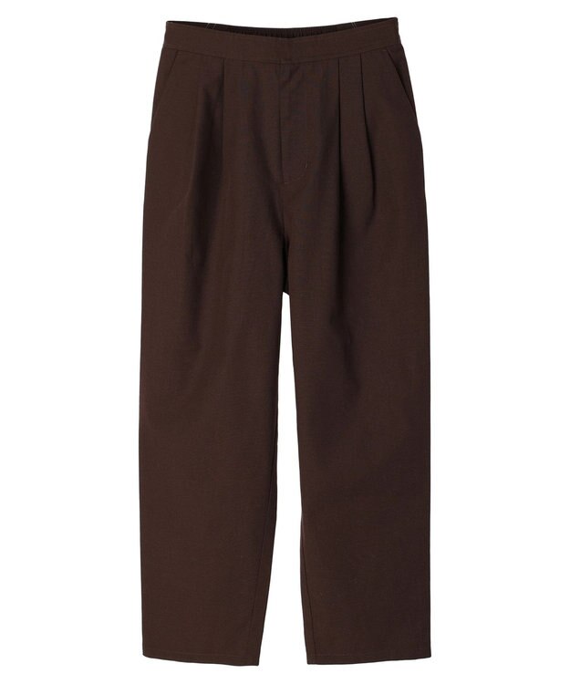 Green Parks 綿麻混タックテーパードパンツ Brown