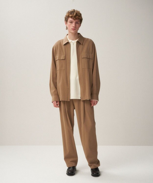 ATON COTTON VOILE SATIN | ジップアップジャケット - UNISEX CAMEL
