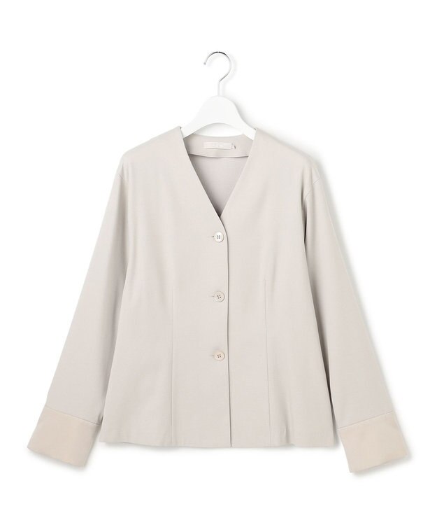 ICB 【CLASSY.掲載・裏起毛】 ウォームサテン カーディガンブラウス トープ系