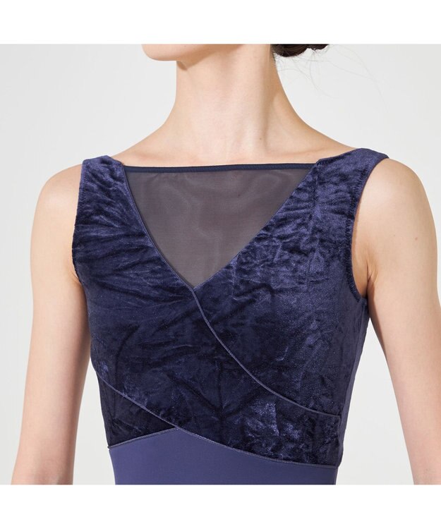 Chacott ◎【Nela ライン】ノースリーブレオタード ネイビー