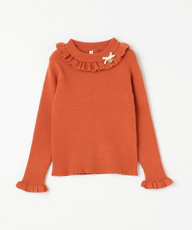 ANY KIDS 首フリル しあわせタッチ ニット オレンジ