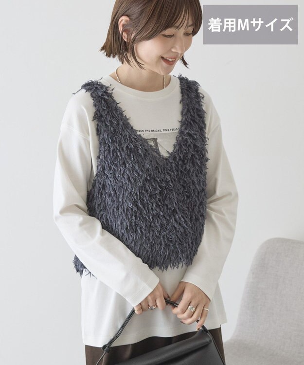 AMERICAN HOLIC 【選べる丈】フェザーVネックベスト Charcoal Gray