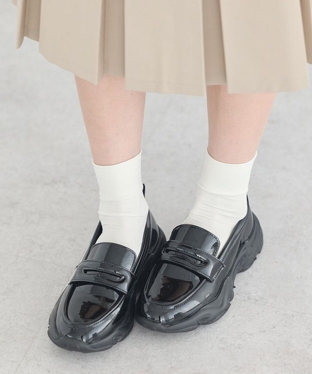 earth music&ecology 【軽量/厚底】スニーカーローファー Black