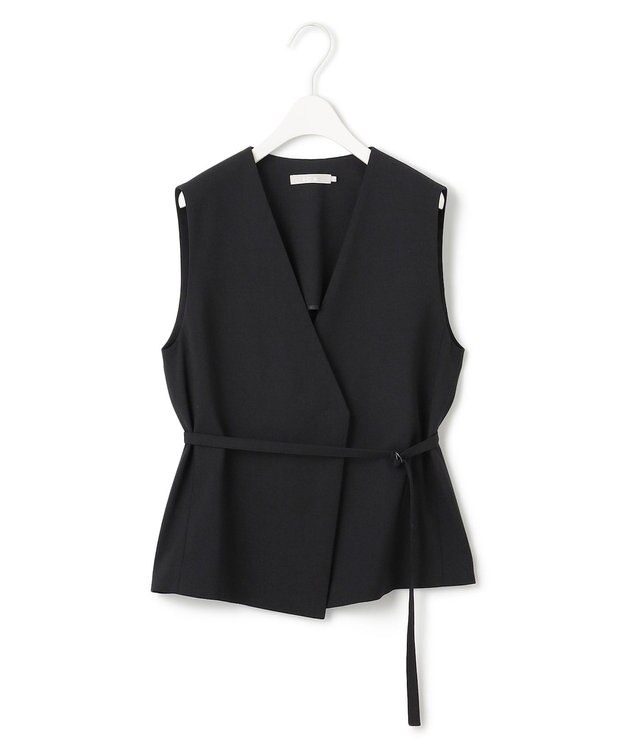 ICB L 【UVカット・洗える】ウール2WAYストレッチ Vネックベスト ブラック系