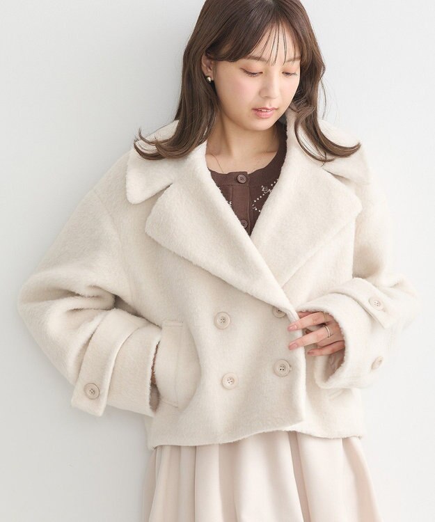 earth music&ecology シャギーショートコート Ivory
