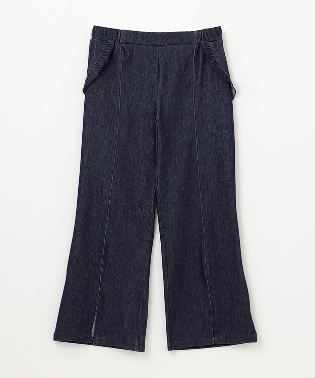 組曲 KIDS 【150-160㎝】フレアーデニムニット パンツ ネイビー系