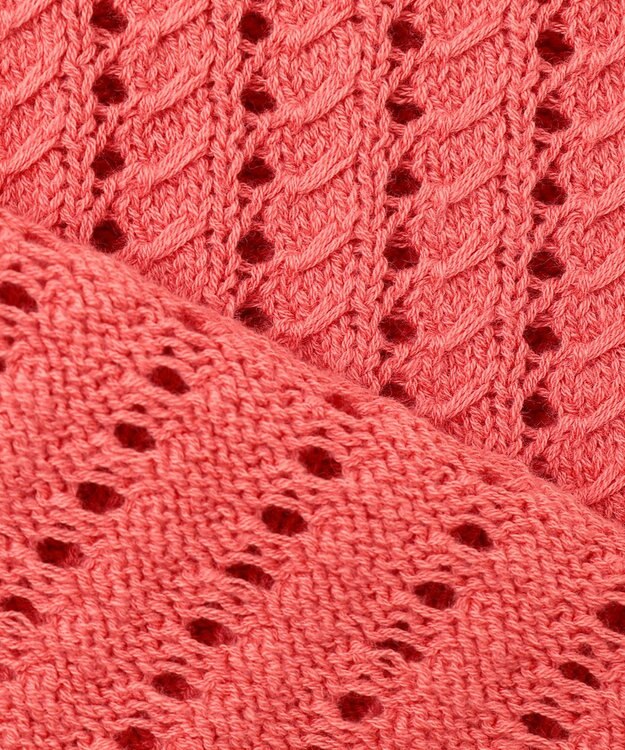 ANY L パターンメッシュニットベスト コーラル