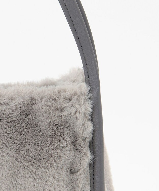 ANY SIS パイピングフェイクファートート バッグ ライトグレー