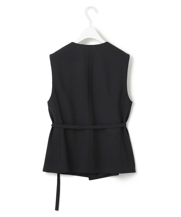 ICB L 【UVカット・洗える】ウール2WAYストレッチ Vネックベスト ブラック系