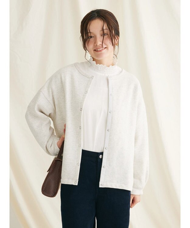 CRAFT STANDARD BOUTIQUE 裏起毛リングドットカーディガン Oatmeal