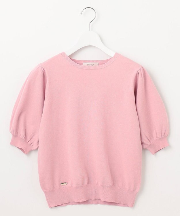 Feroux 【接触冷感・UVカット・洗える】クルーネックハーフスリーブ プルオーバー ピンク系
