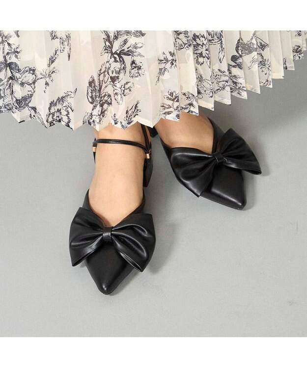 MODE ET JACOMO <noyau>2WAYリボンストラップミュールパンプス ブラック