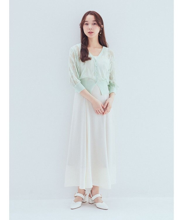earth music&ecology 花柄シアーカーディガン Mint