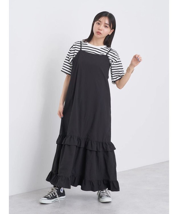 earth music&ecology ティアードキャミワンピース Black