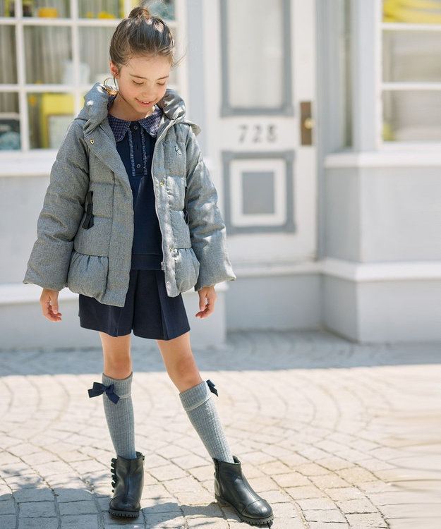 組曲 KIDS 【150-170cm】ウールライク ダウンコート ライトグレー系