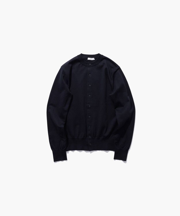 ATON FINE COMPACT COTTON | クルーネックカーディガン NAVY