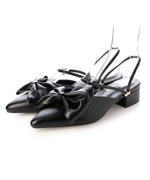 MODE ET JACOMO <noyau>2WAYリボンストラップミュールパンプス ブラック