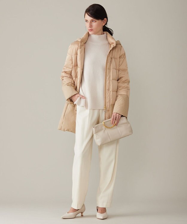 自由区 S 【洗える】ウールカシミヤブレンドハイネック ニット シャンパンベージュ