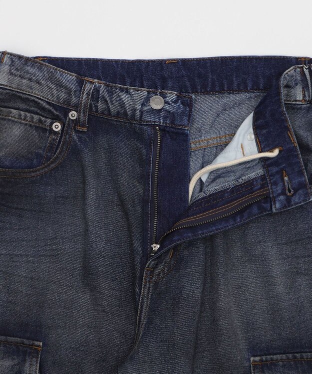 WEGO ローライズバギーフレアデニムカーゴパンツ デニム淡加工色