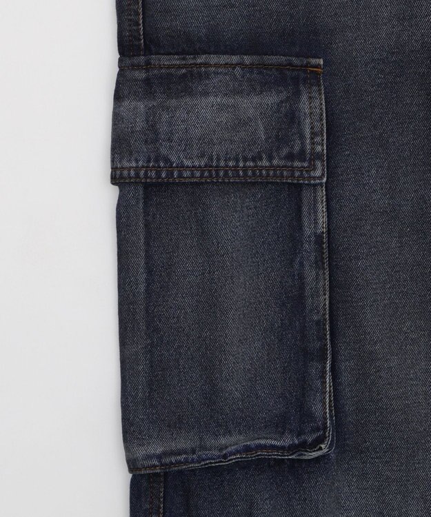 WEGO ローライズバギーフレアデニムカーゴパンツ デニム淡加工色