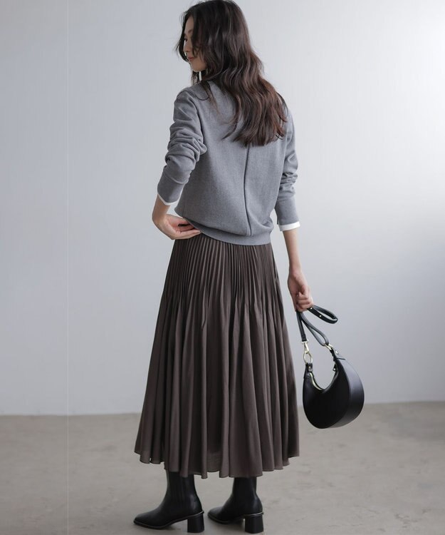 組曲 【加藤ローサさん着用】コットンカシミヤMIX刺繍入りニット ライトグレー系