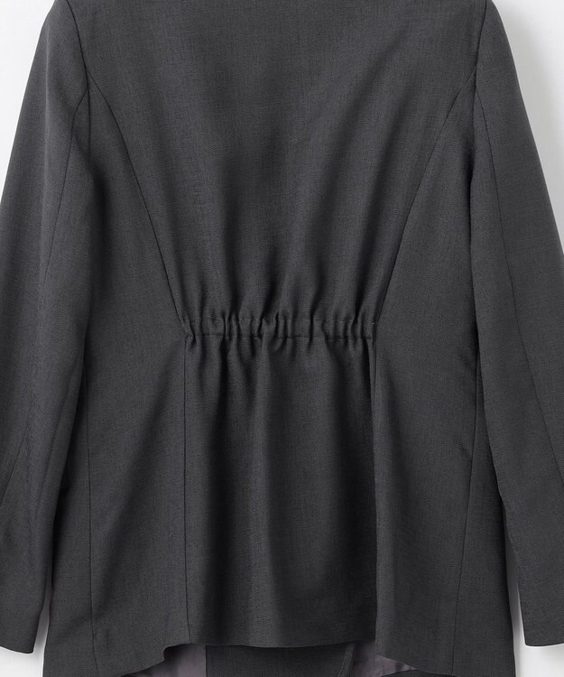 GRACE CONTINENTAL 麻調バックギャザージャケット グレー