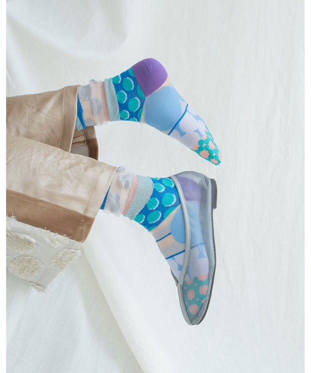 COQ DOTS CARNIVAL シアードットソックス ブルー