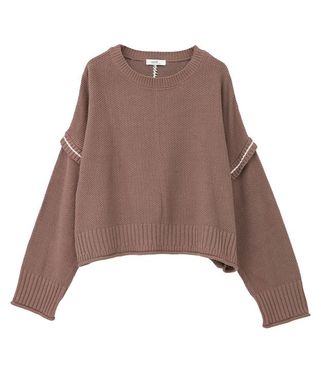 earth music&ecology 【洗濯機洗い可 / 選べる丈】アンチピリングC/A選べる丈配色ニット ブラウン