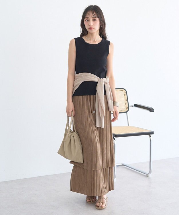 earth music&ecology プリーツレイヤードライクスカート Brown