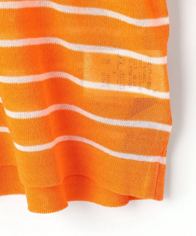 ANY L 【手洗い可/アンチピリング】シアーバスクボーダーニット オレンジ×ホワイト