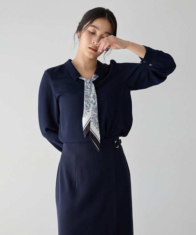 YECCA VECCA スカーフ付きブラウス Navy