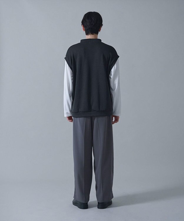 WEGO フェイクレイヤードモックネックベストT（LS） ブラック中濃色