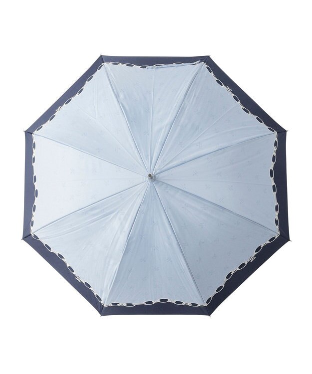MOONBAT ランバン オン ブルー 長傘 チェーン柄サテンジャガードプリント 耐風 サックスブルー