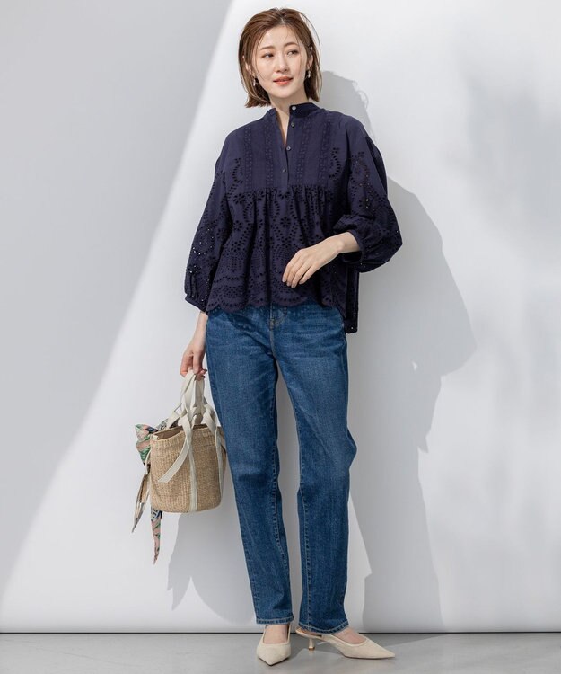 23区 S 【洗える】23区DENIM ボーイズテーパード パンツ ダルブルー系