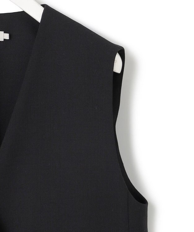 ICB L 【UVカット・洗える】ウール2WAYストレッチ Vネックベスト ブラック系