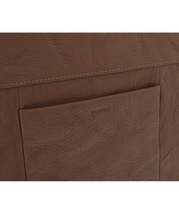 genten ゴートシュリンク かぶせ付ショルダーバッグ グレージュ