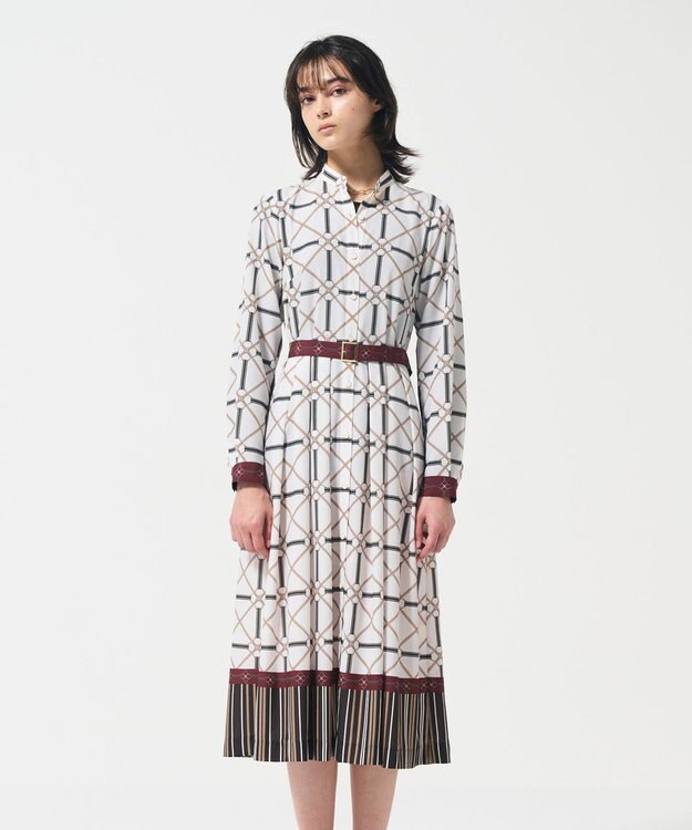 GRACE CONTINENTAL チェーンベルトプリントワンピース キナリ