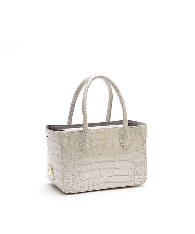 A.D.M.J. 【牛革】クロコ型押し/ ミニトートバッグ ホワイトパーライズ
