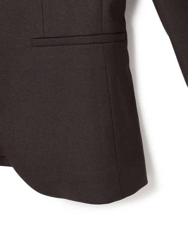 ICB 【洗える】プロヴィスウールツイル ノーカラージャケット チャコール系