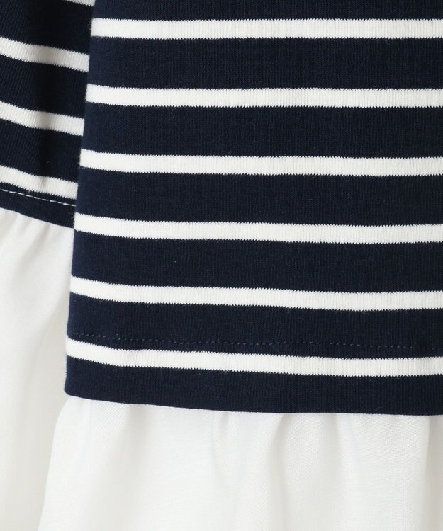 Green Parks 異素材ボーダーペプラムカットソー Navy