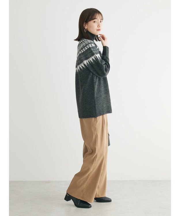 Green Parks 求心柄ニットプルオーバー Charcoal Gray