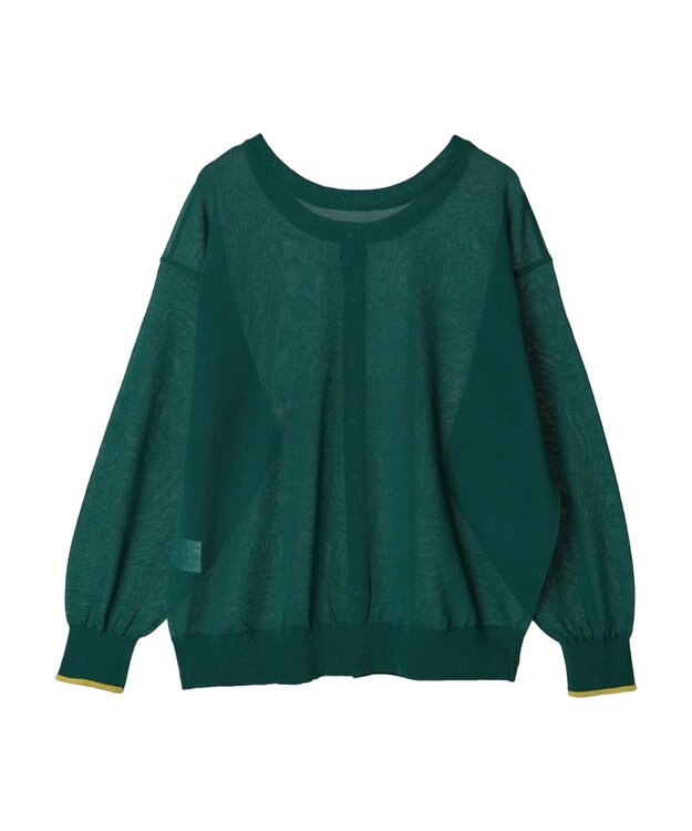 AMERICAN HOLIC バイカラーシアーニットカーディガン Green