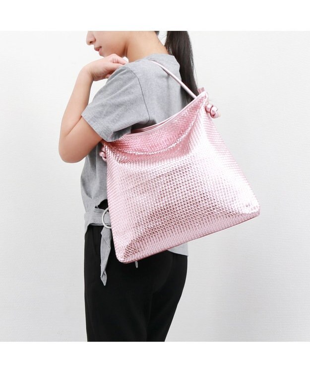 UNBILLION ペルケ perche / レザーメッシュ1本手結びトート ピンク