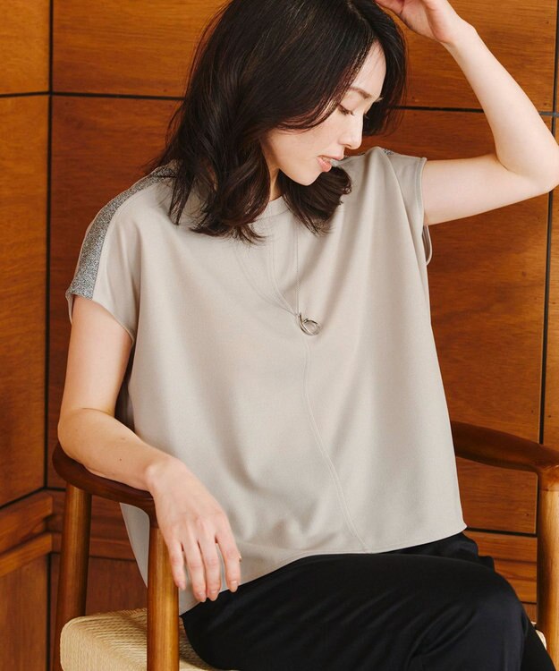 Tiaclasse 【洗える】ドルマンラメスリーブトップス グレー