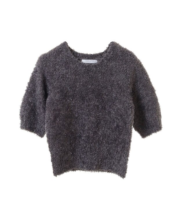 Green Parks テープヤーン半袖ニットプルオーバー Charcoal Gray