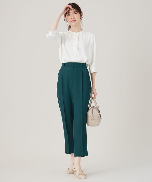 ANY SIS S 【接触冷感・UVカット・速乾】コンフォートビューティサテン パンツ ディープグリーン