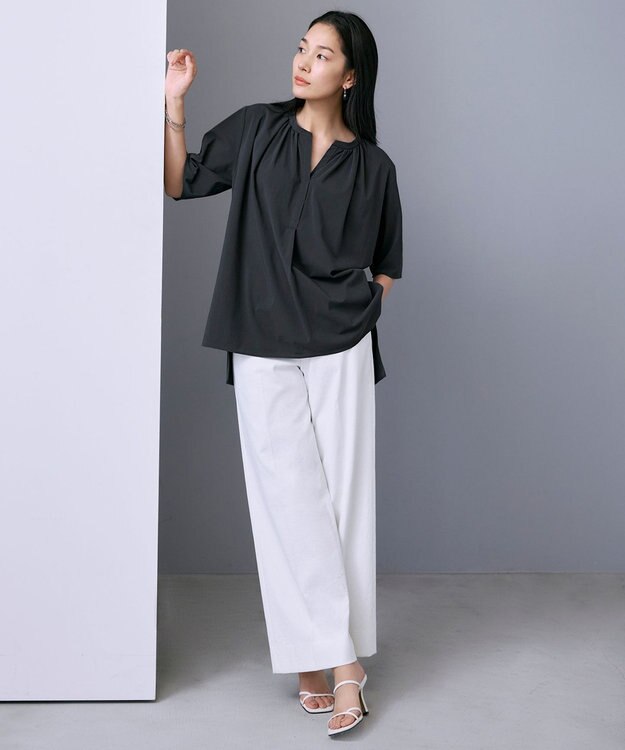 ICB L 【洗える】 サラドラトリコット カットソー チャコール系