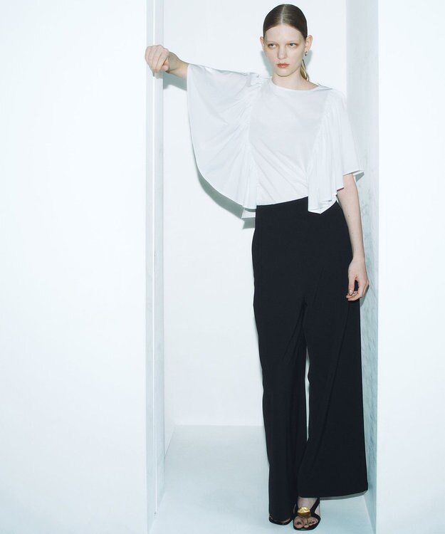 #Newans 【乾燥機可能/接触冷感】ラッフルフリルカットソー ホワイト